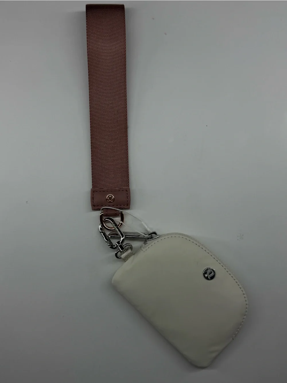 lululemon athletica White Key & Card Holder with Brown Strap